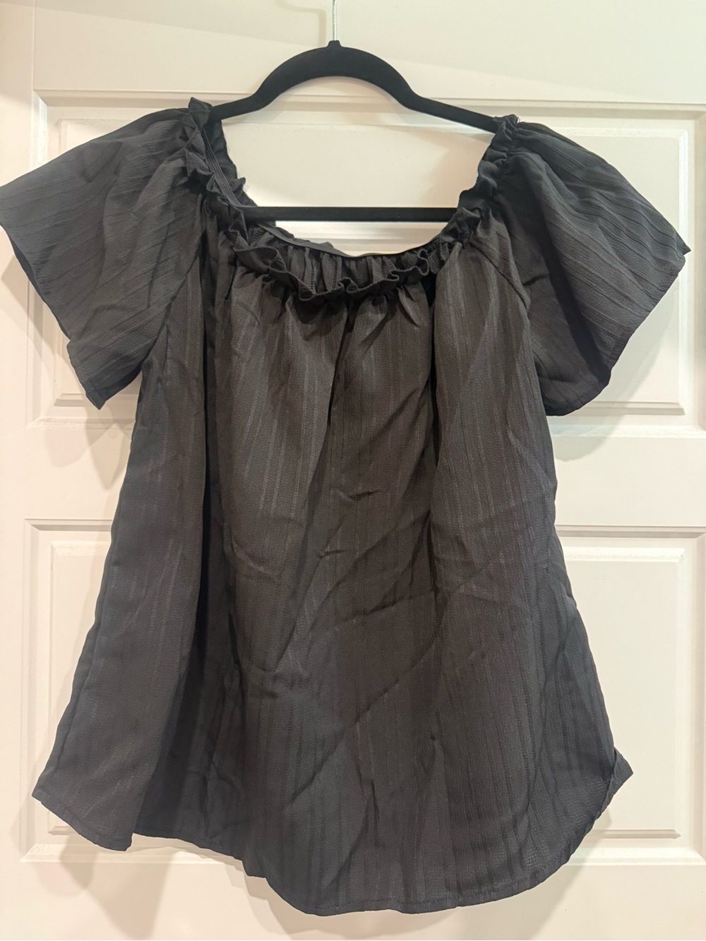 SHEIN Black Ruffled Off-Shoulder Tunic